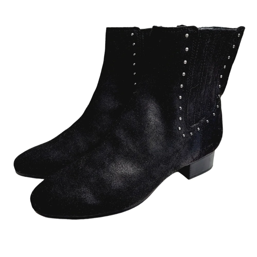 A2 By Aerosoles Date Night Studded Boots Size 8.5 Black Faux Suede Western Boot
